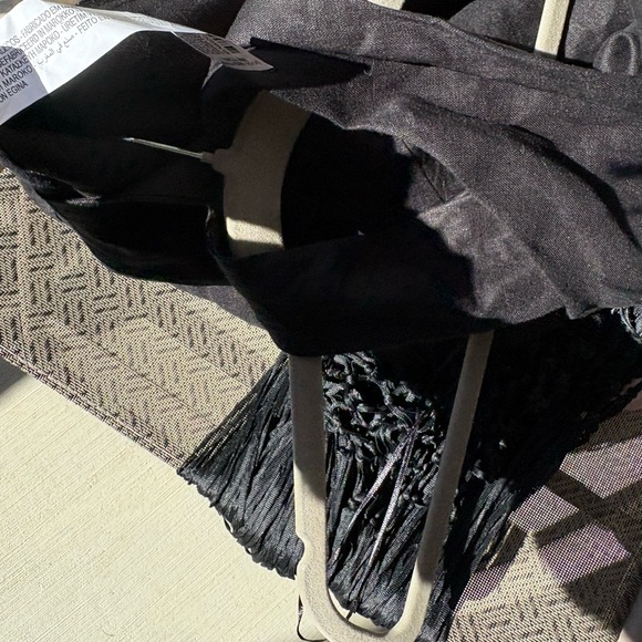 Zara BLOGGERS FAVORITE linen black dress with woven mermaid maxi trim size M NWT - Picture 12 of 12